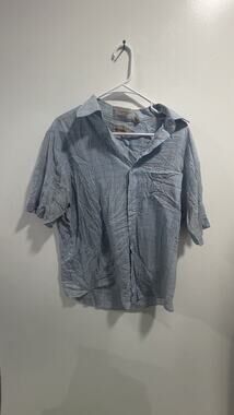 Vintage Wedgefield Mens Blue Plaid Button Down Shirt Short Sleeve Size L